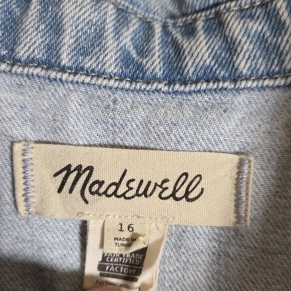 Madewell Denim Cap Sleeve Shirtdress in Aquino Wash Blue Jean NR022 Size 16 - Picture 6 of 13